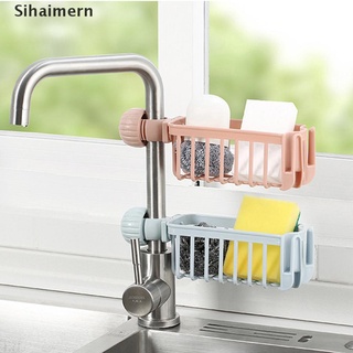 [sihaimern] fregadero de cocina grifo esponja jabón almacenamiento organizador de tela estante de drenaje titular. (1)