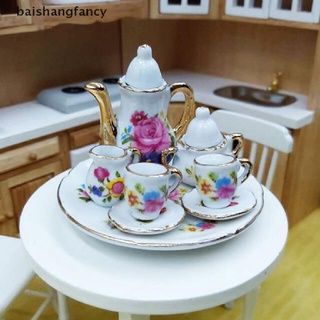 bsfc 8pcs 1:12 casa de muñecas miniatura comedor vajilla porcelana té plato taza plato fancy (3)