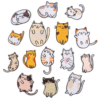 Gato Serie Planchado De Dibujos Animados Bordado Parche Lindo Pegatinas De Tela Para Ropa Mochila Decoración (1)