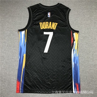 HaNA 2022 NBA Brooklyn Nets # 7 Kevin Durant Negro Camiseta De Baloncesto Con Nuevo Logotipo Sporsor