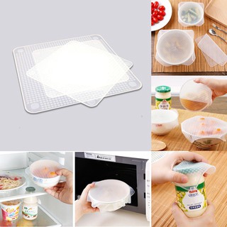 3 unids/set transparente de sílice sellado de silicona de la película de alimentos frescos cubierta envoltura de cocina estiramiento