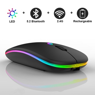 Bluetooth Inalámbrico Con USB Recargable RGB Ratón BT5.2 Para Ordenador Portátil PC Macbook Gaming Mouse 2.4GHz 1600DPI