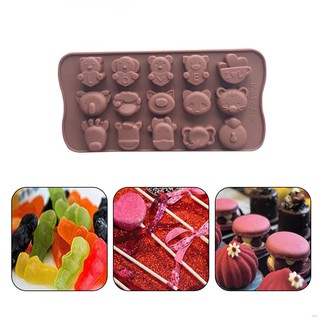 Molde de silicona de diseño de animales de dibujos animados para Chocolate, panadería, pastelería, Fondant, herramienta de hornear huiteni