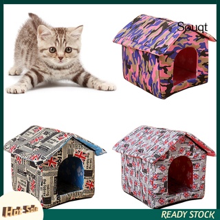 Sqgt portátil perros gatos cama plegable casa suave cálida impermeable jardín gatito tienda