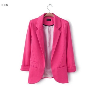 Women Candy Color Slim Fit Blazer Stylish 3/4 Sleeves Suit Jacket Blazers Coat Tops