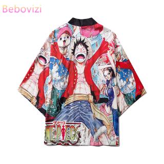 Moda suelta Kimono Blazer blusa para mujeres hombres más el tamaño Harajuku Anime Luffy tendencia