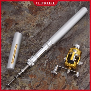 (clicklike) mini portátil bolsillo pescado pluma de aleación de aluminio caña de pescar carrete combos (3)