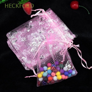 HECKFORD 7x9cm Packaging Bags Butterfly Design Drawstring Jewelry Wedding Party Pouches Organza Bags Candy Bags 100Pcs Gift Favor/Multicolor (1)