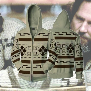 lebowski moda cremallera sudadera con capucha impresión 3d chaqueta prendas de abrigo