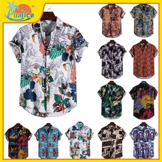 Kemeja: camisa de los hombres Baju: camisas Top de manga corta, Casual, vacaciones, verano, ropa de playa, hawaiana, suelta, Floral, moda suelta, blusa Baju