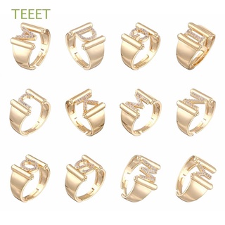 Teeet Vintage moda ajustable joyería hueco diamantes de imitación anillo de letras oro nudillo anillos