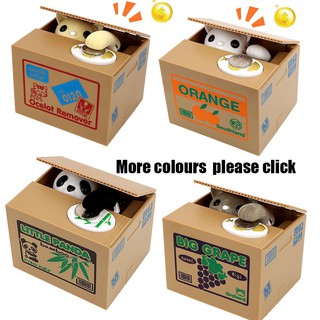 Automatizado Panda gato robar moneda banco de ahorro de dinero caja electrónica cajas de dinero hucha niños decoración del hogar lindo (1)