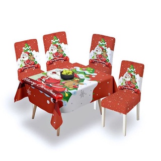 EYEHESHEE Dining Room Seat Cover Stretchable Slipcover Christmas Chair Covers Elastic Removable Home Decor Soft Santa Printed (4)
