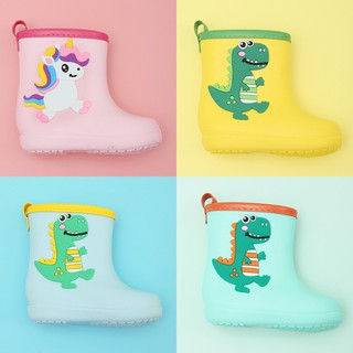 Botas de lluvia para niños zapatos de agua de bebé lindo botas de lluvia dinosaurio media botas