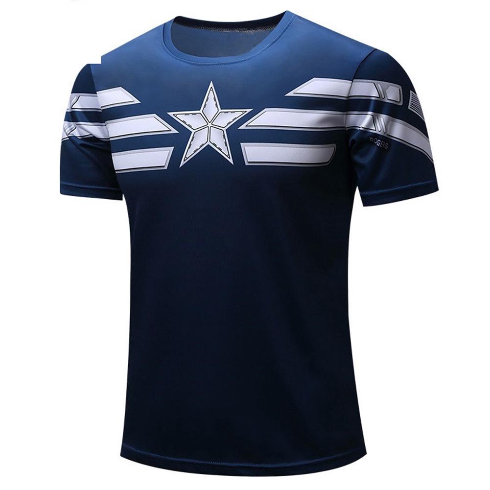 Hombres Dry Fit Gym Top camisetas superhéroe capitán américa patrón 3D impreso camisetas (1)