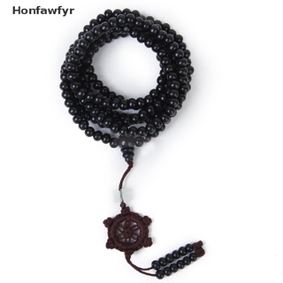 honfawfyr negro tibetano sándalo budista buda 216 cuentas de oración mala pulsera collar *venta caliente