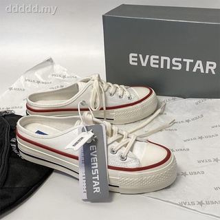 Star Converse suela gruesa intensificada medias zapatillas de mujer s 2020 verano de un pie pequeño zapatos de pizarra blanca sin tacón de lona