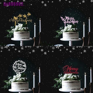 [L] Decoración acrílica de navidad para tartas, copos de nieve, decoración de purpurina, tarta de papá noel