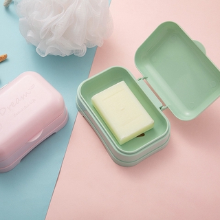 Portable Tray Drain Soap Box Travel Storage Supplies Nordic Colors Fashion Elegant Pattern Sealed Soap Box with Lids