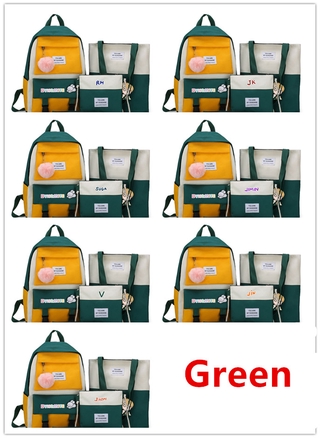 4 en 1 Kpop BTS mochila conjunto -incluye bolsa de mensajero bolsa de embrague estuche Unisex Casual Daypack, portátil bolsa de la escuela de la universidad (9)