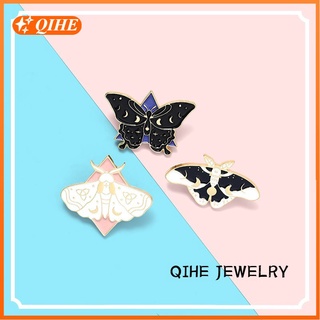 Moth Butterfly Enamel Pins Custom Moon Phase Brooch\ Bag Clothes Lapel Pin Gothic Badge Jewelry Gift for Kids Friends