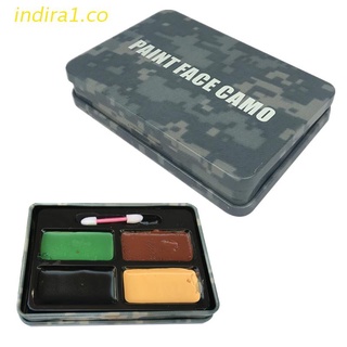 indira1 Face Paint Palette 4 Colors Cover Body Paint with Brush Outdoor Face Paint Kits