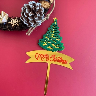Merry Christmas Cake Toppers Deer Christmas Tree Gold Green Toppers Christmas Decor (5)