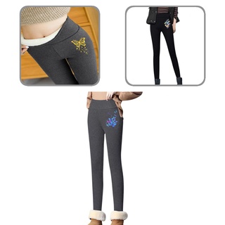 jiantia.co Lady Tight Pants High Waist Good Elasticity Thermal Tight Pants Warm for Daily Wear