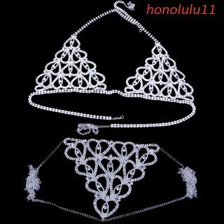 honolulu11 Sexy Crystal Body Chain Silver Bikini Bra Chain Suit Beach Waist Belly Chain Crop Top Underwear Body Jewelry Accessories (1)
