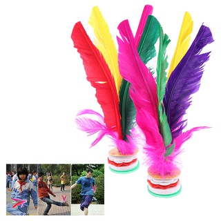 1pcs plumas coloridas kick volante chino jianzi pie deportes al aire libre juego de juguete
