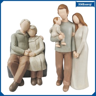 Hand-Painted Family Statue Ornaments Resin Nordic Bedroom Decor Sculptures