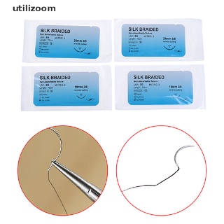 utilizoom 12pcs aguja médica sutura seda trenzado monofilamento hilo sutura práctica kit de venta caliente