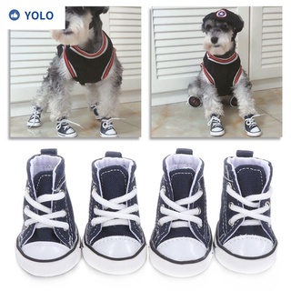 YOLO zapatos de perro de moda de lona de mezclilla Casual botas de cachorro nuevo impermeable antideslizante calzado de lona/Multicolor (1)