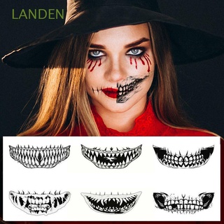 Landen Party impermeable decoración de la piel del cuerpo arte labios forma de dientes hogar Horror tatuajes temporales