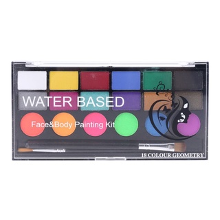 Wmmb 18 colores pintura facial cuerpo maquillaje no tóxico agua segura pintura con cepillo de navidad Halloween fiesta herramientas