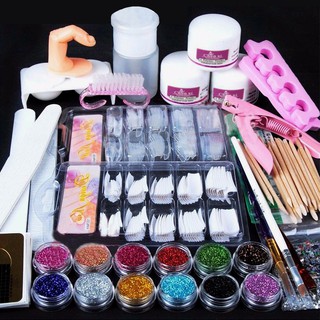 kit de uñas acrílicas en polvo con purpurina para uñas, manicura, diamantes de imitación, herramienta (1)