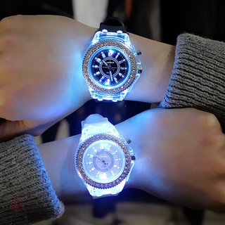 luminoso reloj de moda masculino femenino estudiantes reloj con esfera redonda correa de silicona para niños niñas (1)