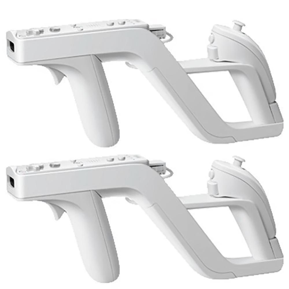 Fosea 2 piezas de control remoto inalámbrico para Nintendo Wii Zapper Gun blanco