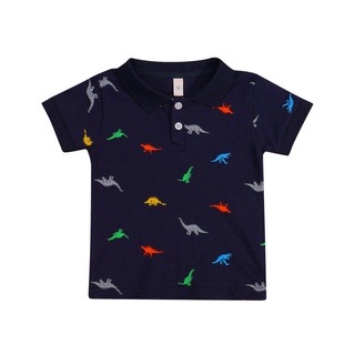 ✤Ch❈Camisa Casual de verano para bebé, diseño de dinosaurio/Cactus, manga corta, botón de solapa, camiseta con bolsillo