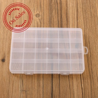 24 compartimentos fijo transparente caja de almacenamiento de plástico caja de joyería L5P8