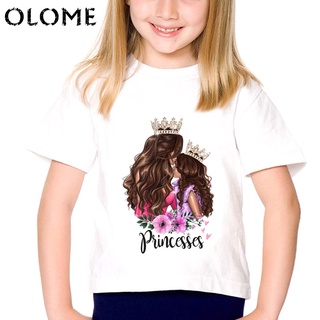 2022 Nueva Reina Y Princesa Madre E Hija Clohtes Lindo Familia Coincidencia Trajes Mommy and Me Camiseta Cool Streetweart (3)