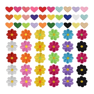 60 parches de planchado lindo Mini en forma de corazón planchado parche de costura flor bordado apliques decoración parche ropa
