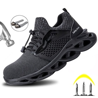 Los hombres zapatos de seguridad de los hombres botas ligeras botas de seguridad de acero del dedo del pie Anti-aplastamiento botas de trabajo Indestructible zapatos 48 2KrD