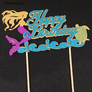[Ruisurpap] Starfish Mermaid Happy birthday Cake Toppers Cupcake Baby Shower Decor Hot Sale