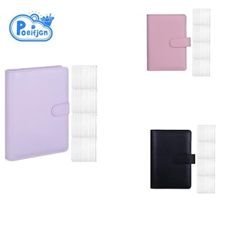 a5 carpeta de cuero para cuaderno con 16 bolsillos de plástico a5, sistema de sobres de presupuesto, a5 presupuesto planificador binder cover a
