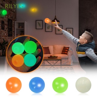 RILYES Family Games Sticky Target Ball Throw Bola De Descompresión Squash Succión Palo De Pared 65mm Fluorescente Luminoso Clásico Estrés Globbles/Multicolor