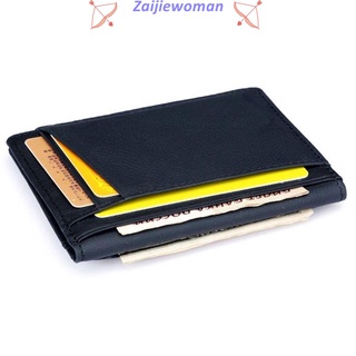 Zaijie Mini bolso negro De cuero con cierre De tarjeta De Crédito/Multicolorido