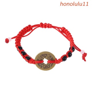 honolulu11 chino feng shui riqueza colgante de moneda de cobre de la suerte pulseras de cadena roja joyería