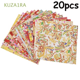 KUZA1RA 20pcs/pack Craft Paper Gold Lines Scrapbook Decor Kids Origami Japanese Style Flower DIY Environmental Material Crane Folding Handmade