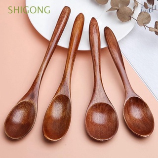 Shigong estilo cuchara de café ecológico cuchara de té cucharas de sopa vajilla de mezcla de vajilla de cocina utensilios de cocina postre cuchara de madera